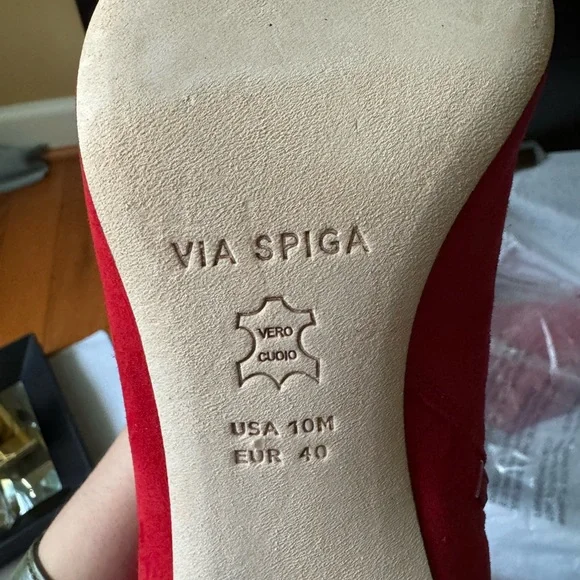 NIB Via Spiga Maggie Suede Ankle Bootie Red Size 10M - Picture 8 of 11
